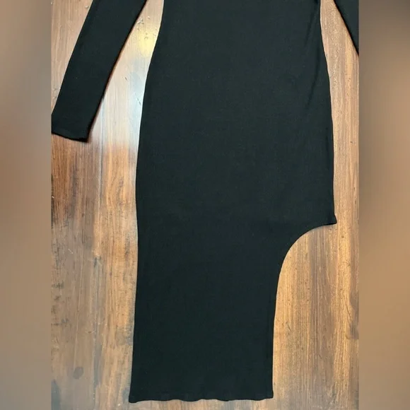 Lanston Ribbed Knit Midi Dress Size Small Black Bodycon Revolve Party Sleek Sexy - Picture 10 of 15